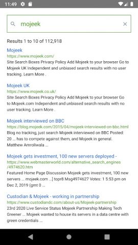 Mojeek для Android — скриншот 2