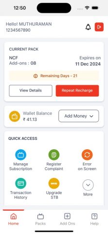 My Sun Direct App для iOS — скриншот 2