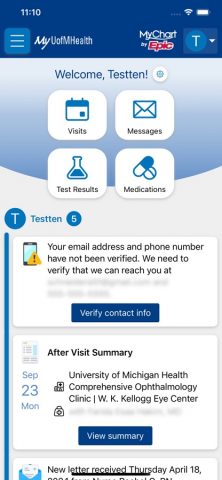 MyUofMHealth для iOS — скриншот 1