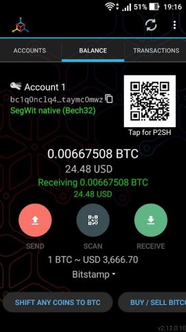 Mycelium Bitcoin Wallet для Android — скриншот 1
