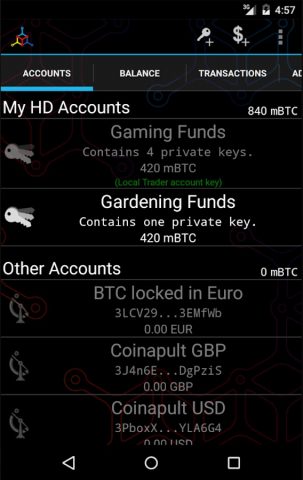 Mycelium Bitcoin Wallet для Android — скриншот 2