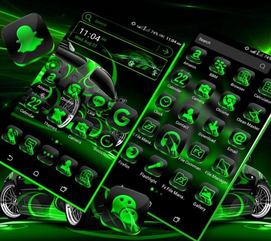 Neon Green Car Launcher Theme для Android — скриншот 3