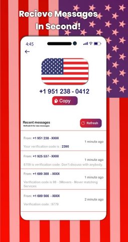 Номер телефона в США для Android — скриншот 4