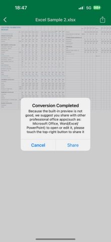 PDF в Excel для iOS — скриншот 2