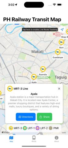 PH Railway Transit — MRT & LRT для iOS — скриншот 3