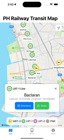 PH Railway Transit — MRT & LRT для iOS — скриншот 5
