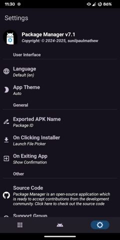 Package Manager для Android — скриншот 3