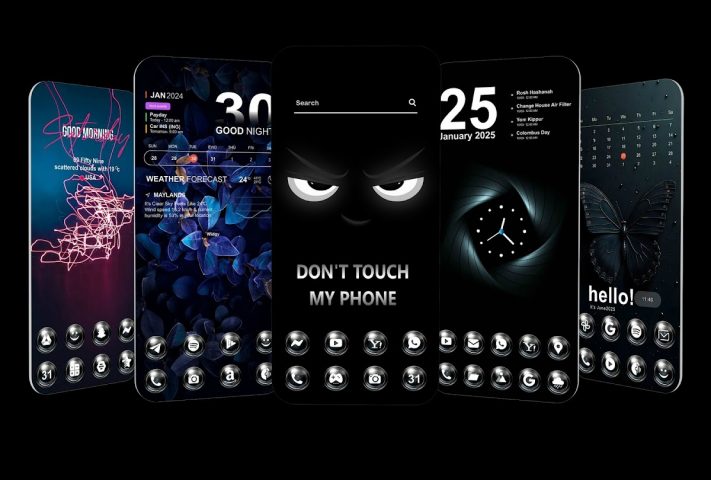 Пакет черных иконок для Android — скриншот 1