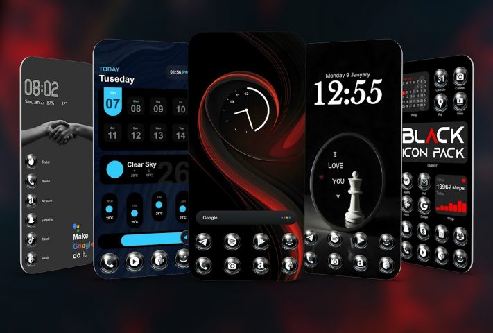 Пакет черных иконок для Android — скриншот 2