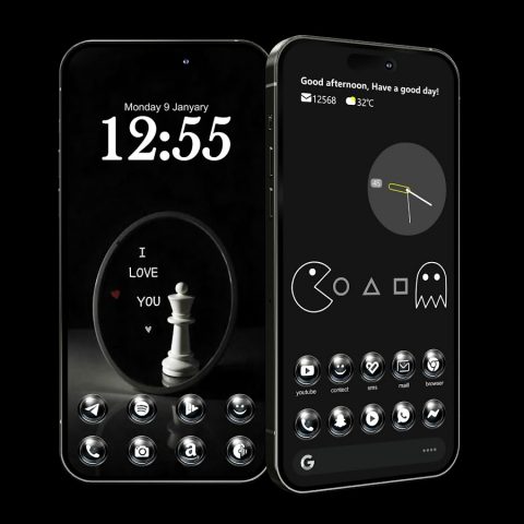 Пакет черных иконок для Android — скриншот 3