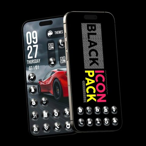 Пакет черных иконок для Android — скриншот 4