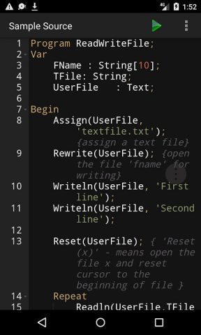 Pascal Programming Compiler для Android — скриншот 1