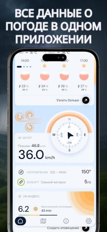 Погода: УФ•Ветер•Виджет для Android — скриншот 2