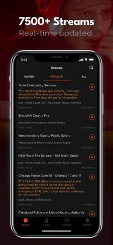 Police Scanner: Fire Radio для iOS — скриншот 1
