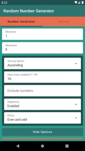 RNG — Random Number Generator для Android — скриншот 3