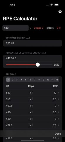 RPE для iOS — скриншот 1
