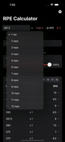RPE для iOS — скриншот 2