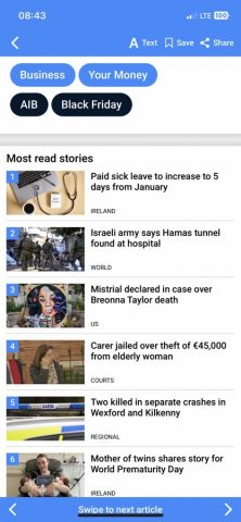RTÉ News для iOS — скриншот 2