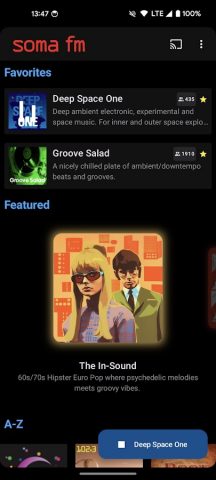 RadiOMG for SomaFM для Android — скриншот 1