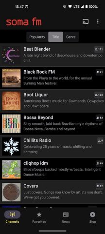 RadiOMG for SomaFM для Android — скриншот 5