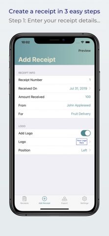 Receipts: create, print & mail для iOS — скриншот 1