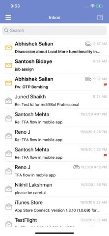 Rediffmail Professional для iOS — скриншот 1
