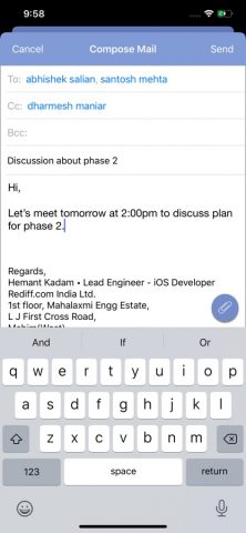 Rediffmail Professional для iOS — скриншот 4
