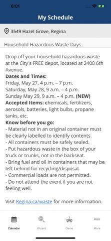 Regina Waste для iOS — скриншот 3