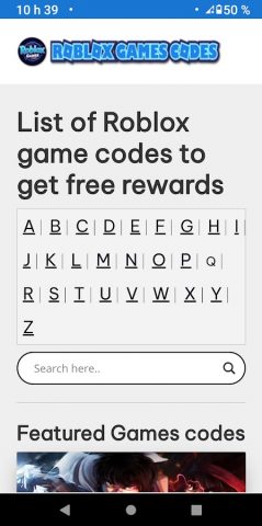 Roblox games codes для Android — скриншот 1