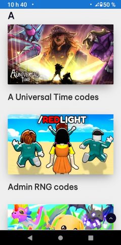 Roblox games codes для Android — скриншот 2
