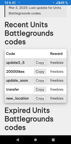 Roblox games codes для Android — скриншот 3