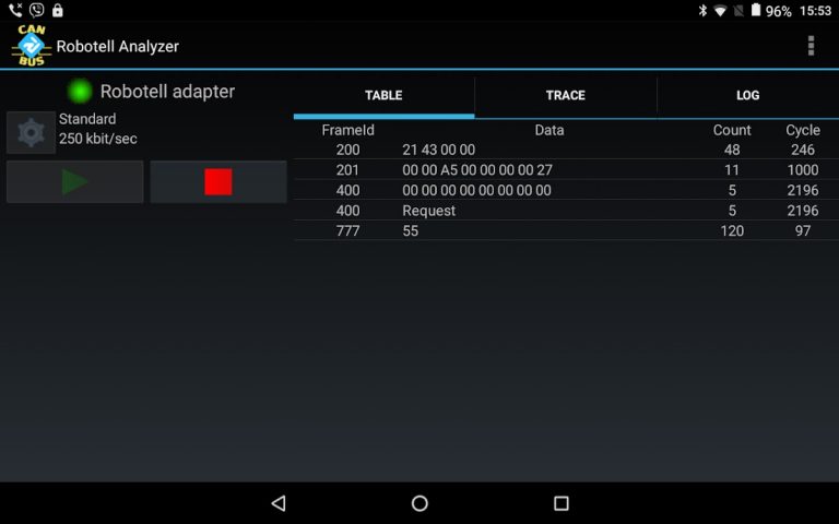 Robotell CAN bus Analyzer для Android — скриншот 5