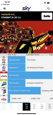 SKY TV GUIDE для iOS — скриншот 1