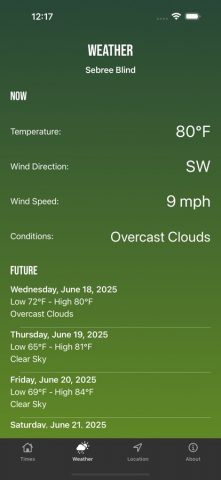 Solunar Best Hunting Times для iOS — скриншот 2