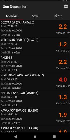 Son Depremler для Android — скриншот 2