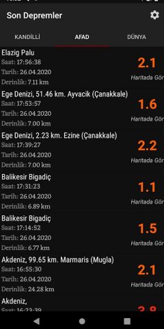 Son Depremler для Android — скриншот 3
