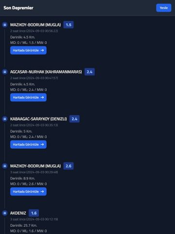 Son Depremler для Android — скриншот 5