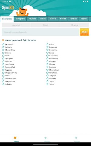 SpinXO Username Generator для Android — скриншот 4