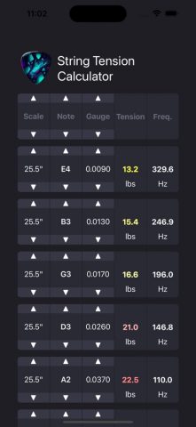 String Tension Calculator для iOS — скриншот 1