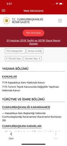 T.C. Resmi Gazete для iOS — скриншот 5