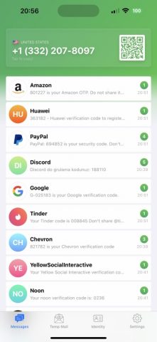 TPN — Temporary Phone Number для iOS — скриншот 1