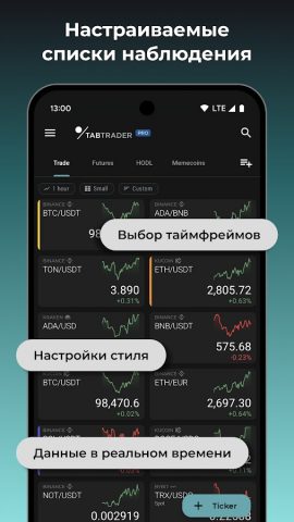 TabTrader — крипто терминал для Android — скриншот 3