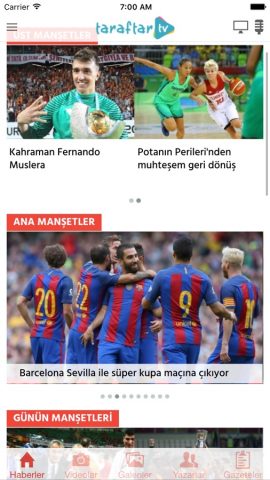 Taraftar TV для iOS — скриншот 1