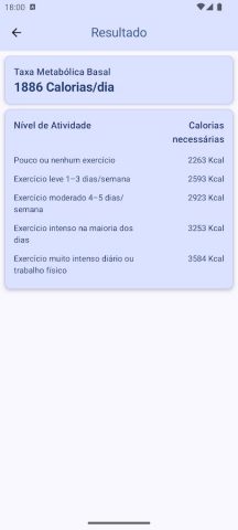 Taxa Metabólica Basal (TMB) для Android — скриншот 3