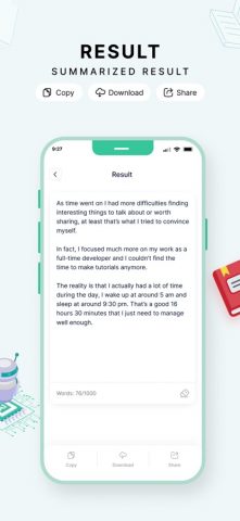 Инструмент Резюме Текста для iOS — скриншот 3