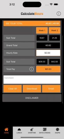 Time Card Calculator-Timeclock для iOS — скриншот 2
