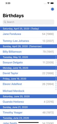 Today’s Birthdays для iOS — скриншот 1