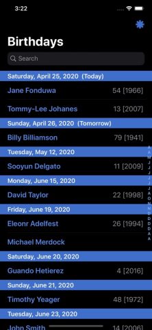 Today’s Birthdays для iOS — скриншот 2