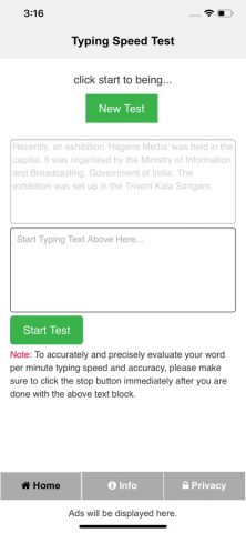 Typing Speed Check для iOS — скриншот 1
