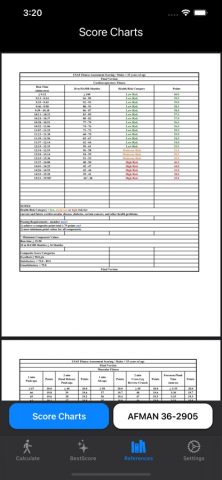 USAF PFA & USSF HPA Calculator для iOS — скриншот 3